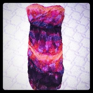 Rampage tight pink orange & purple strapless dress